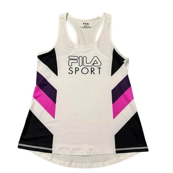 Fila Tops - FILA SPORT Fashion Racerback Tank Top White Black Pink Women’s Size Medium